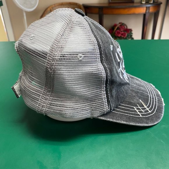Charcoal Gray Mesh Ball Cap Hat "I Can't Adult Today" with Adjustable Sizing (Ve - Picture 3 of 6